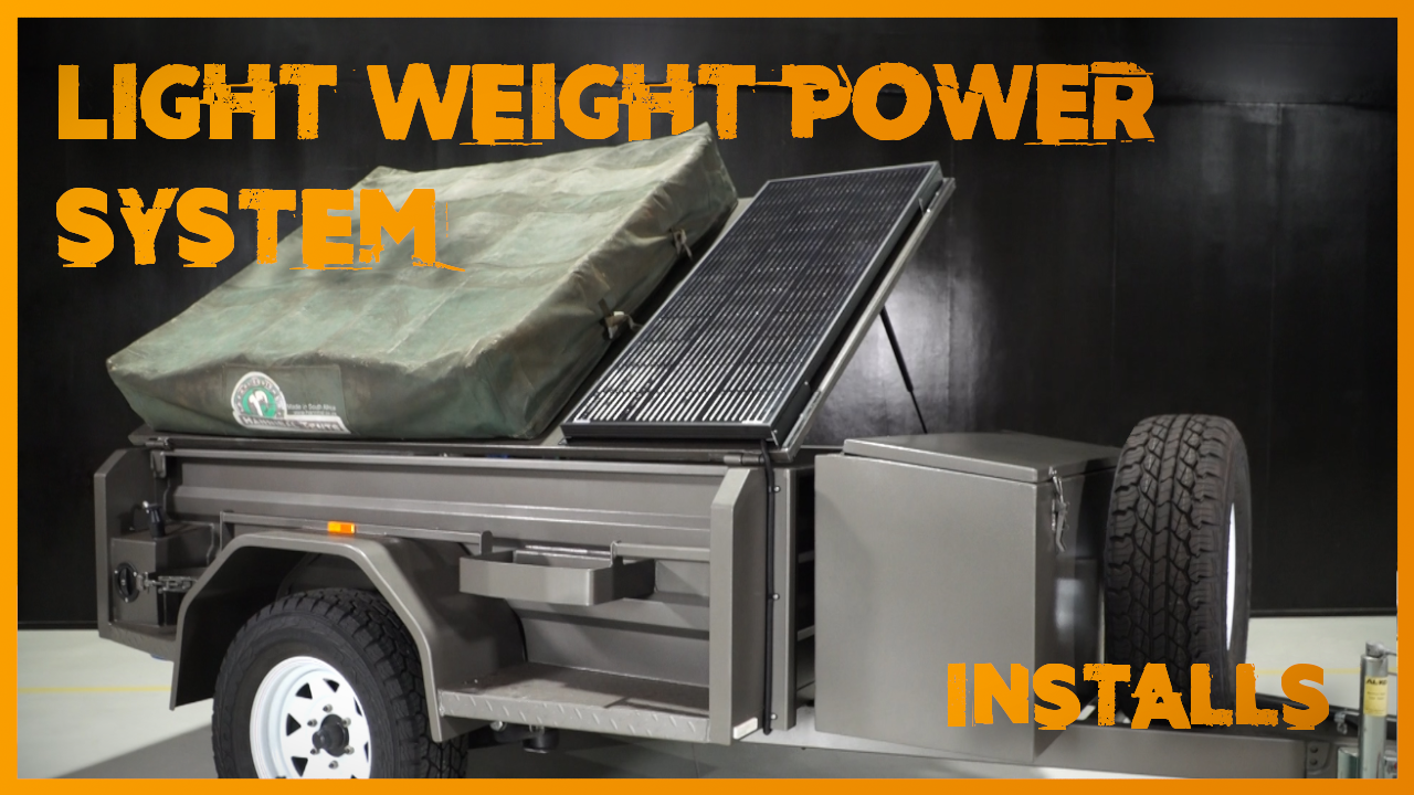 A lightweight power system installed on a camper trailer for camping and off-roading.